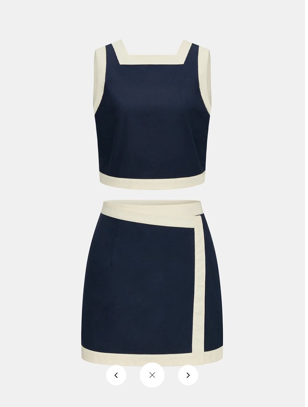 NWT Commense Cotton Contrast Trim Two Piece Skirt Set Sz M